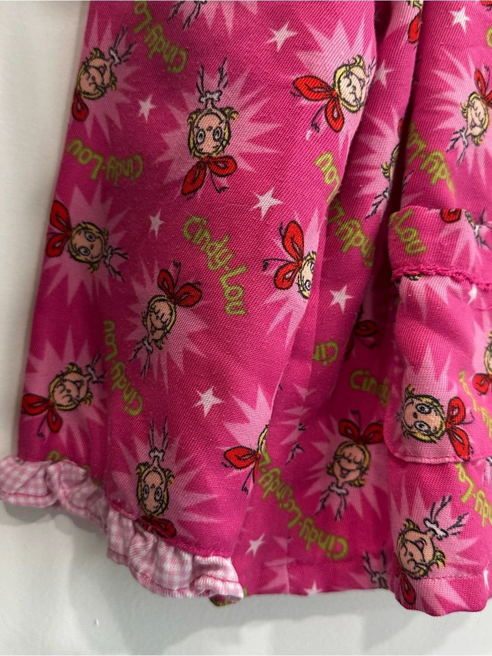 Dr. Seuss Grinch Rare Cindy Lou Who Pink Embroidered Hem Ruffle Sleeves Girls 6